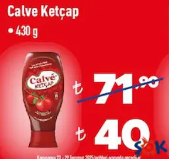 CALVE KETÇAP 430 G fiyat ve kampanya bilgisi